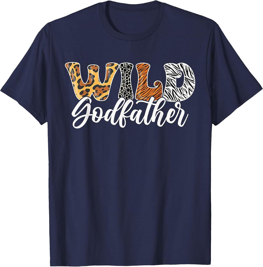 Wild Godfather Zoo Theme Birthday Safari Jungle Matching T-Shirt - Navy Blue