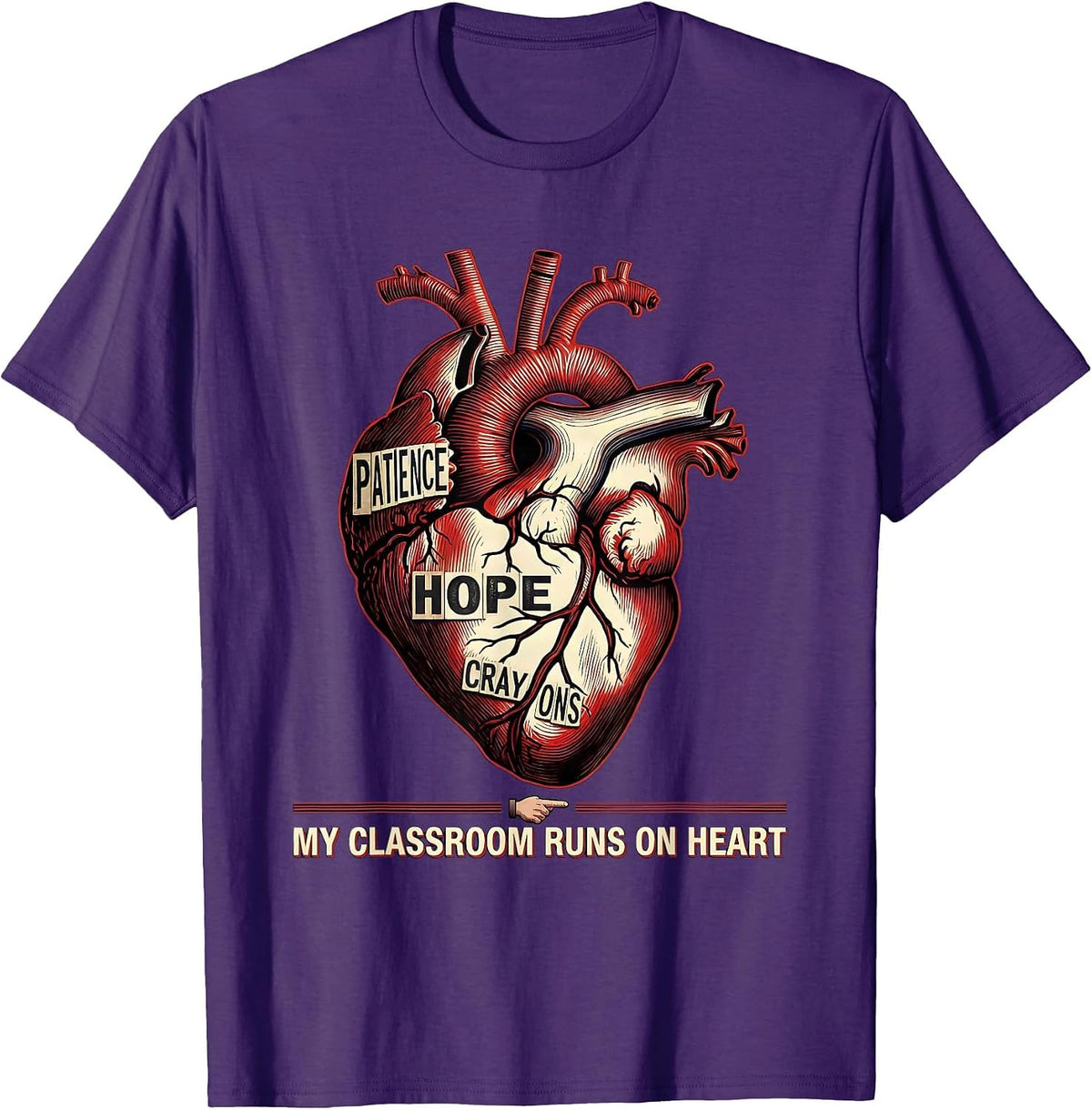 Men's My Classroom Runs On Heart Special Education Teacher T-Shirt - Purple