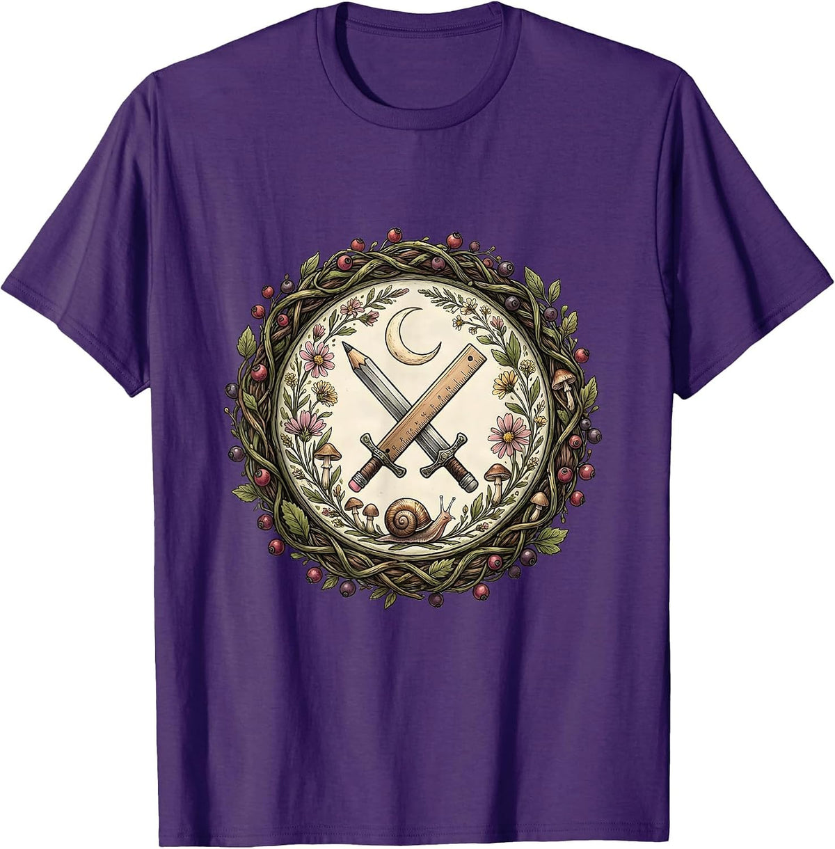 Special Education Teacher Pencil Ruler Crossed Swords T-Shirt - Purple