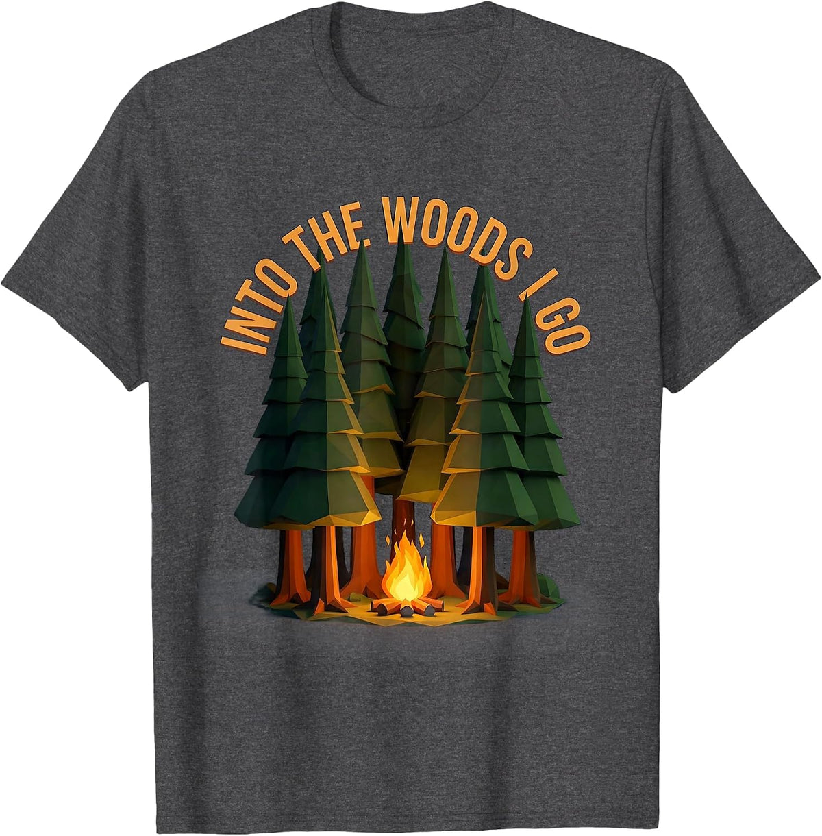 Men's Into the Woods I Go Camping Nature Design T-Shirt - Dark Heather Grey