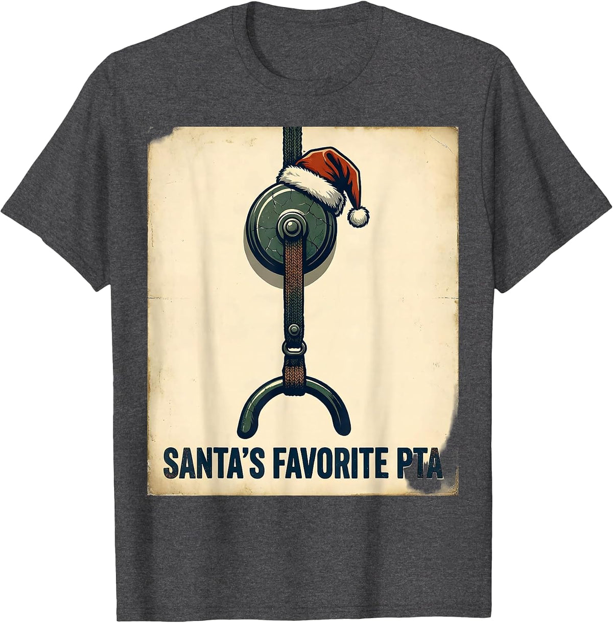 Santa's Favorite PTA Vintage Physical Therapist Christmas T-Shirt - Dark Heather Grey