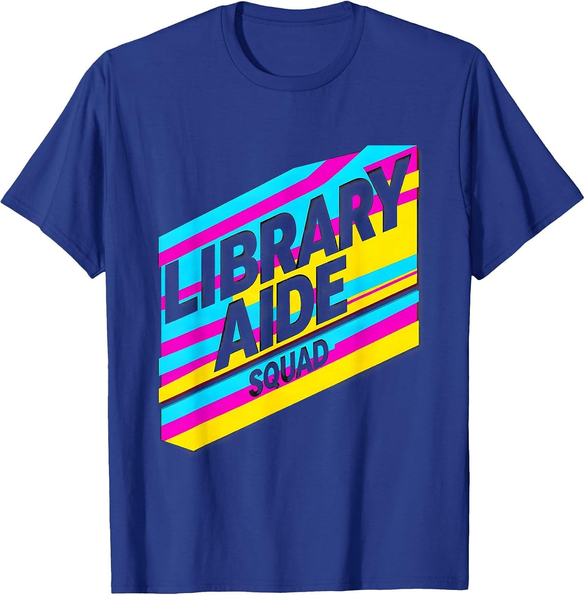 Men's Library Aide Squad New Wave Typography Back To School Staff T-Shirt - Royal Blue