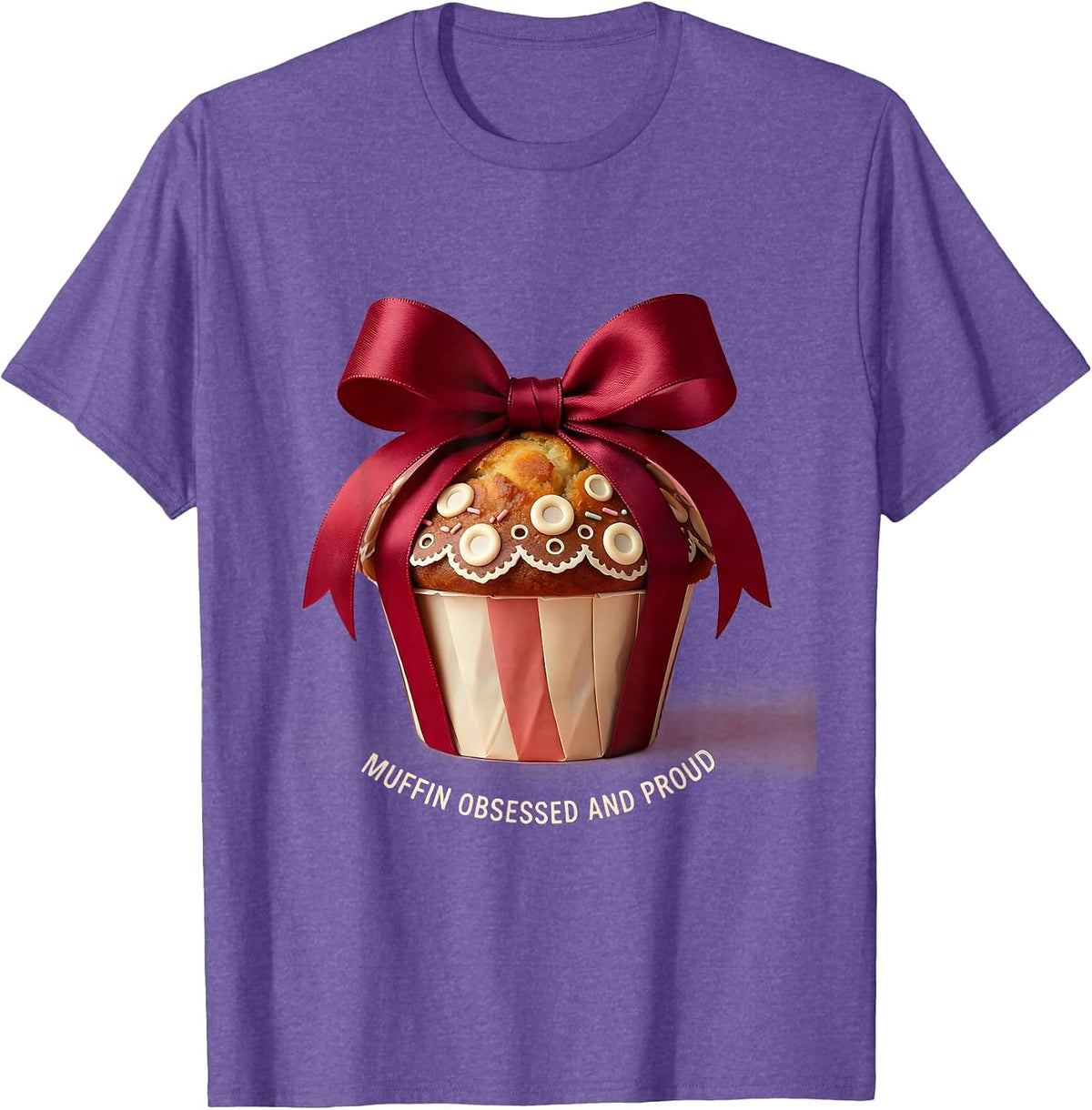 Men's Muffin Obsessed and Proud Funny Baking Design T-Shirt - Purple Heather