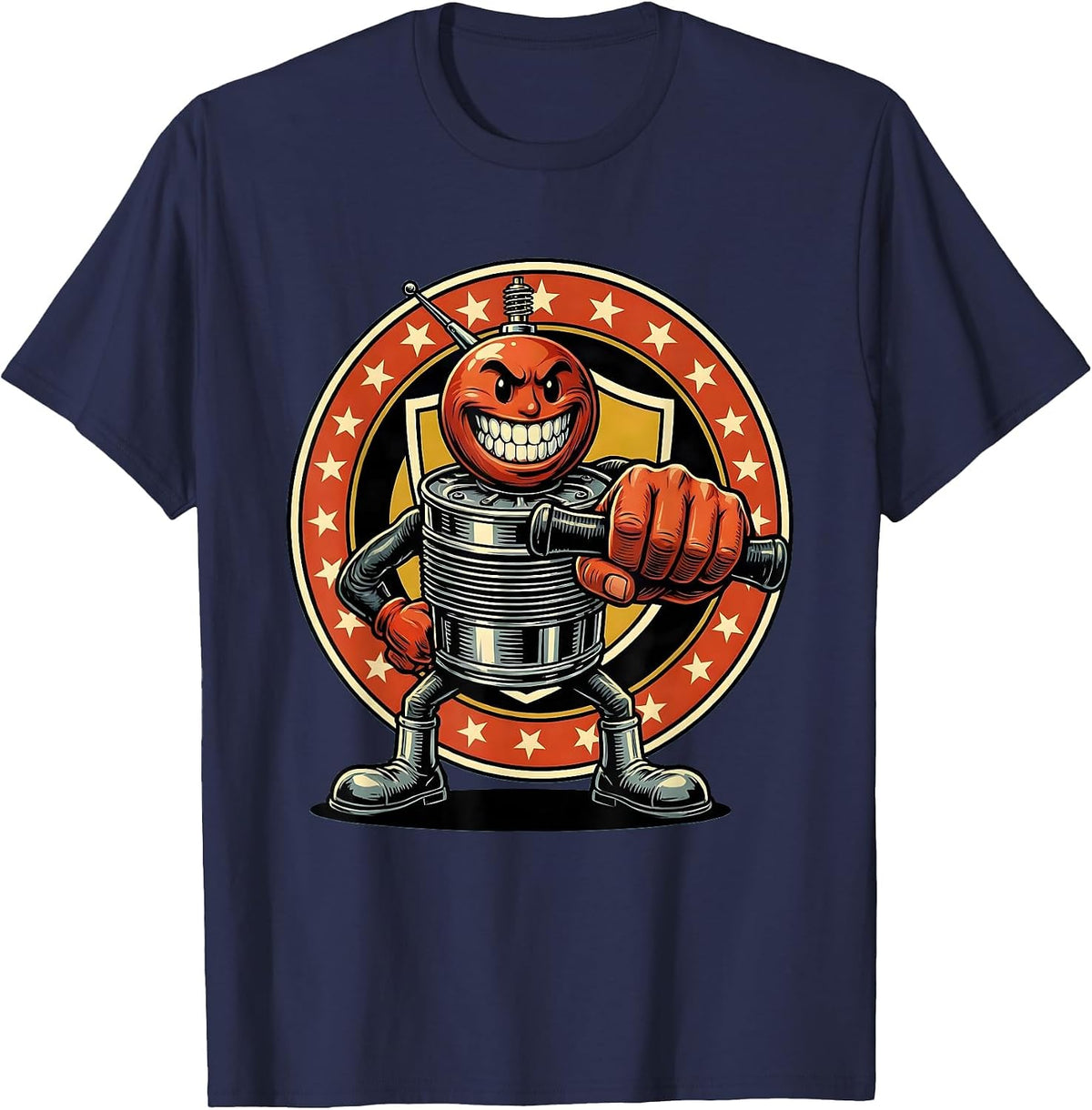 Men's Full Throttle Grip Motorcycle Rider Graphic Tee T-Shirt - Navy Blue