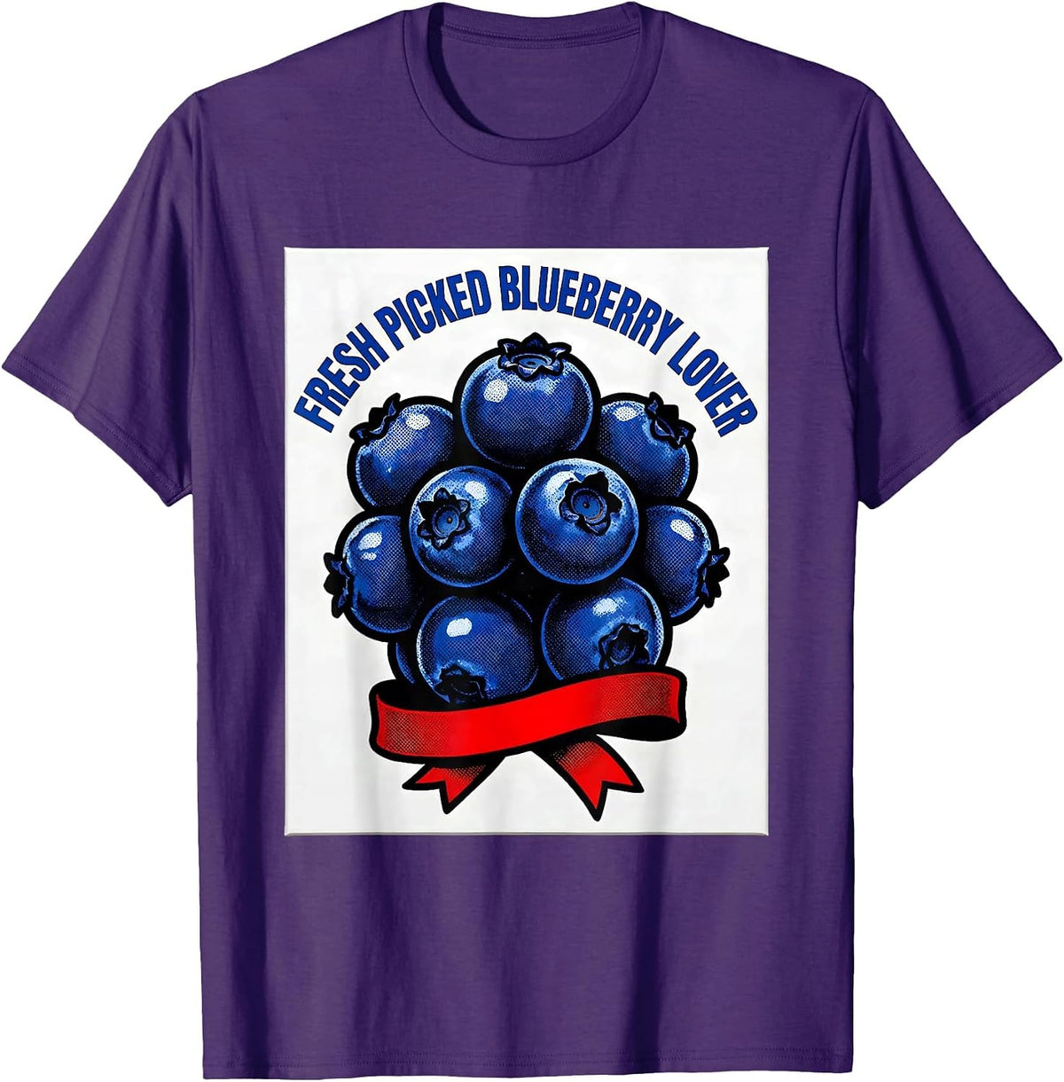 Men's Fresh Picked Blueberry Lover Red White Blue Design T-Shirt - Purple
