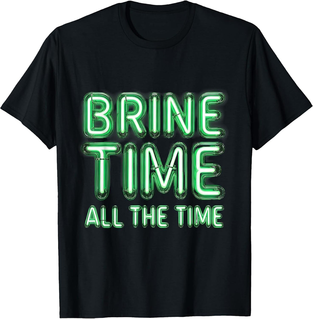 Men's Brine Time All The Time Pickle Lover Design T-Shirt - Black
