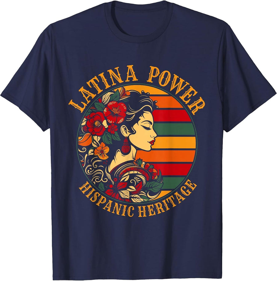 Hispanic Heritage Latina Power Mexican Women Men T-Shirt - Navy Blue