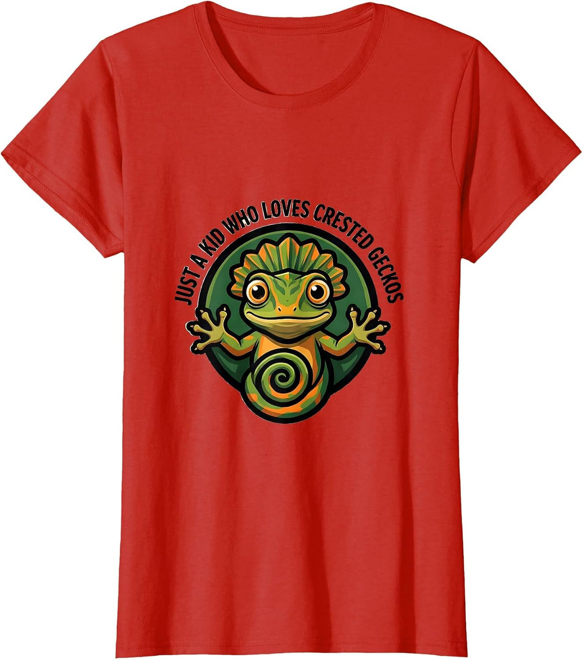 Women's Just A Kid Who Loves Crested Geckos Funny Reptile Lover T-Shirt - Red