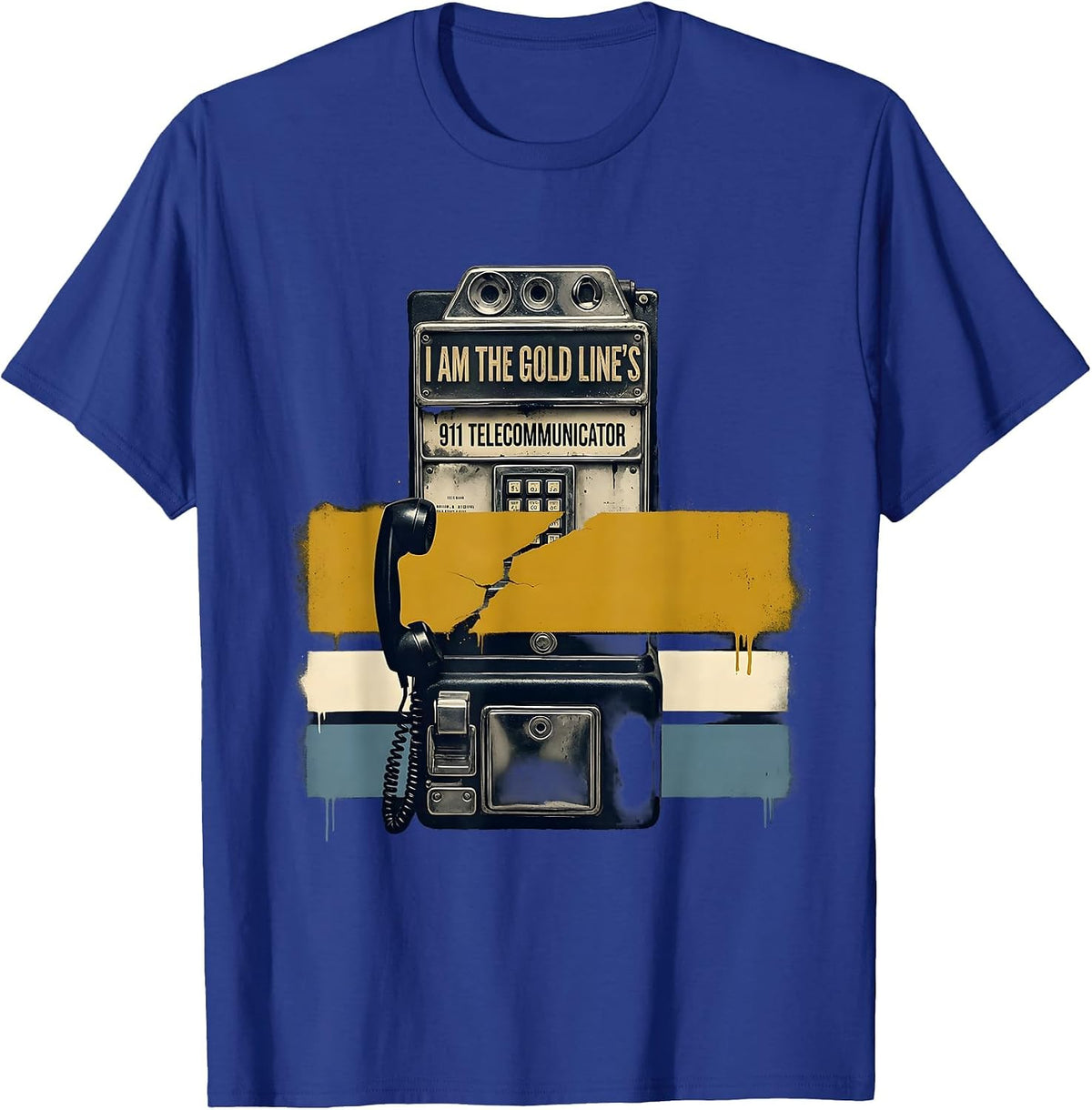 Men's I Am The Gold Line's 911 Telecommunicator Vintage T-Shirt - Royal Blue