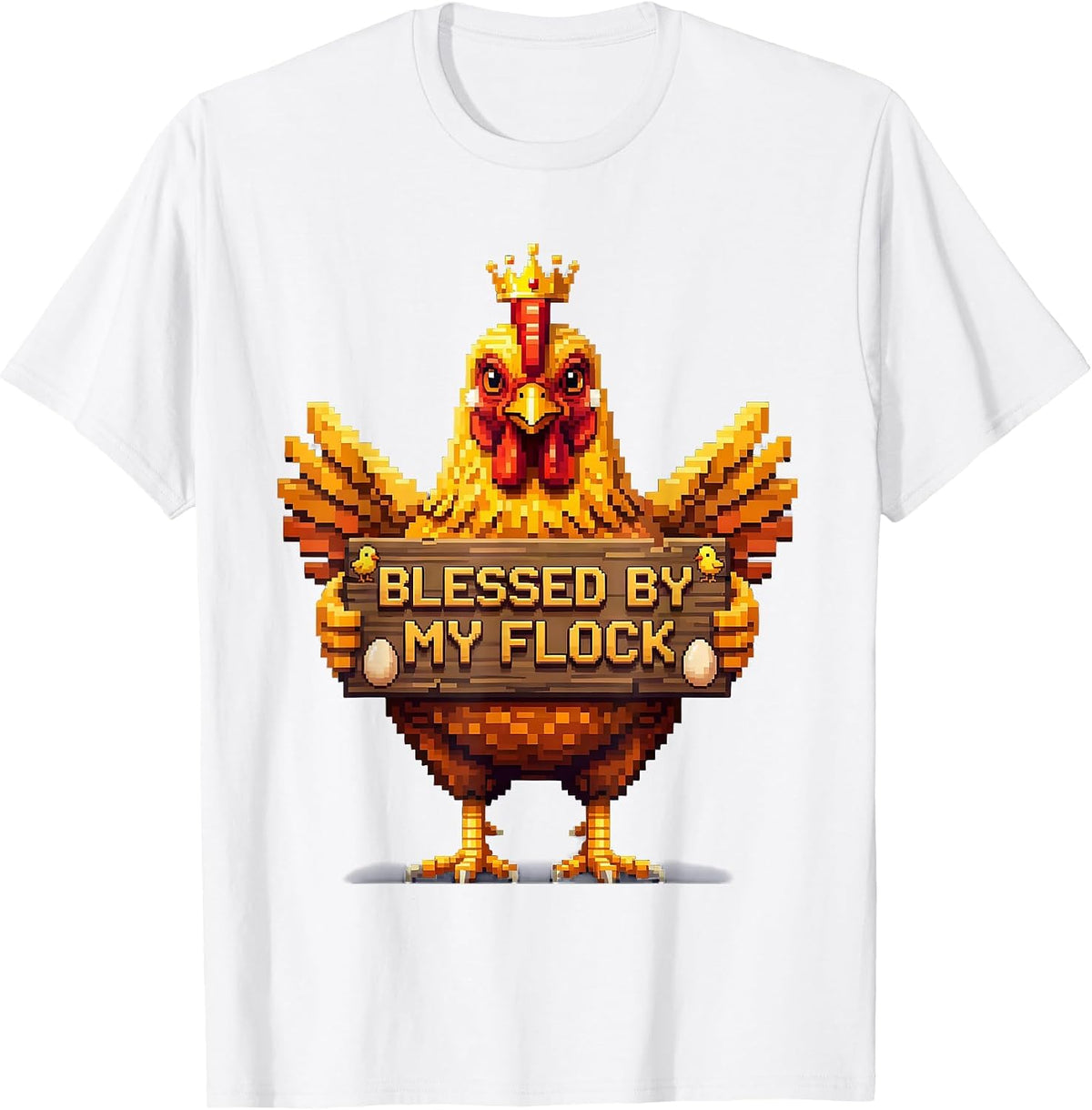 Blessed By My Flock Chicken Lover Design T-Shirt - White