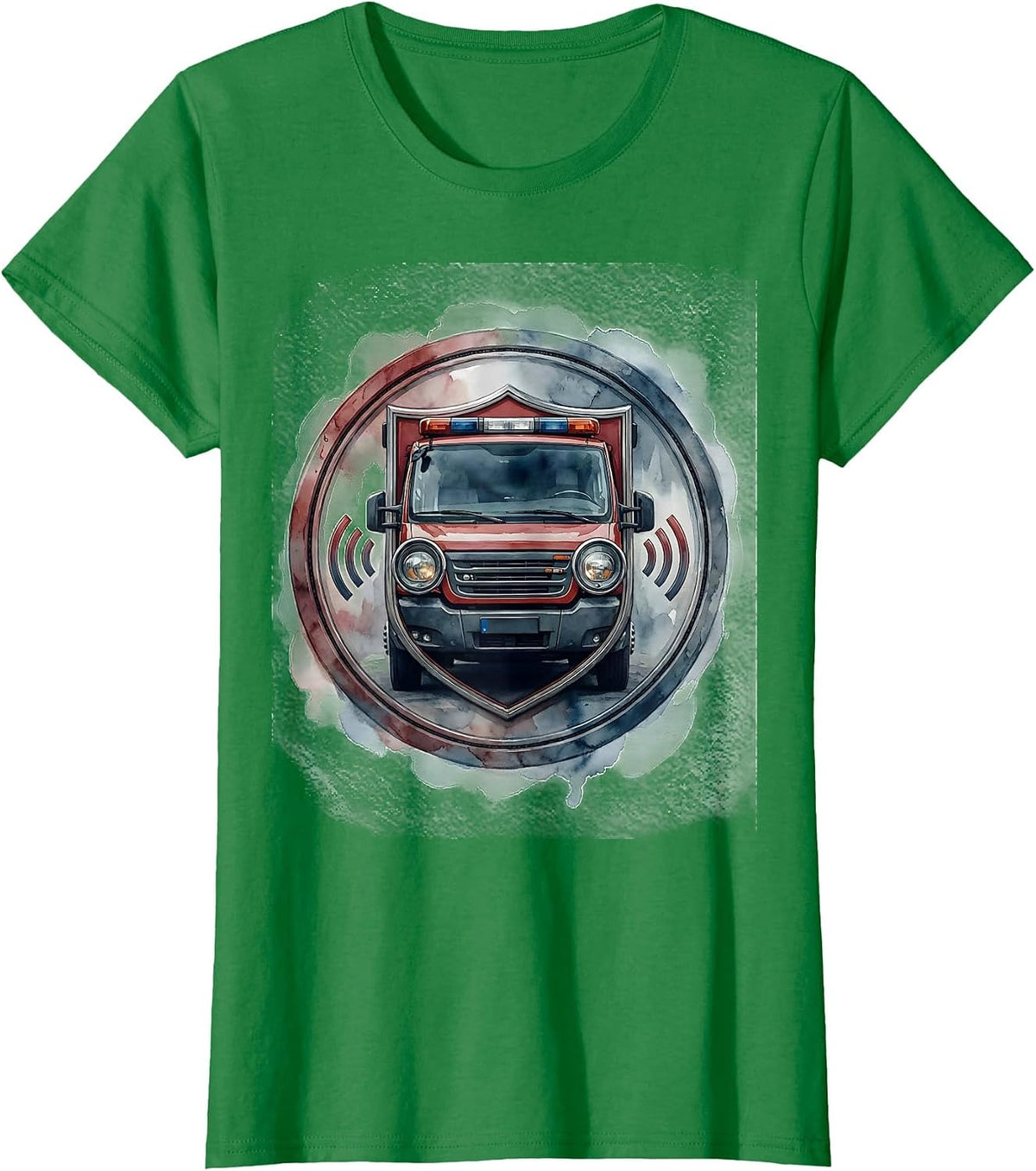 Sealed Badge Watercolor EMS Paramedic First Responder Humor T-Shirt - Kelly Green
