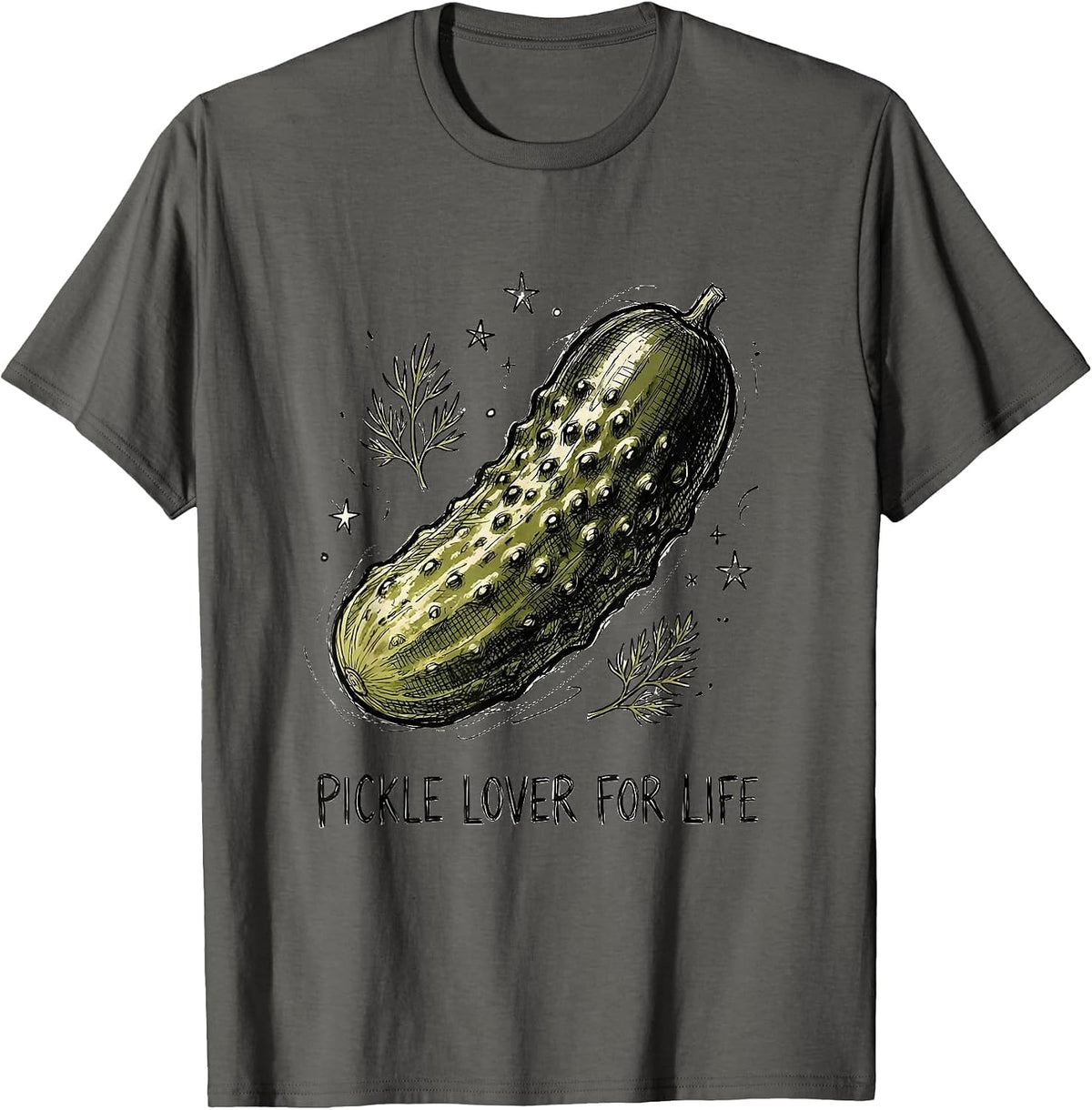 Men's Pickle Lover For Life Funny Pickle Fan Design T-Shirt - Asphalt Grey