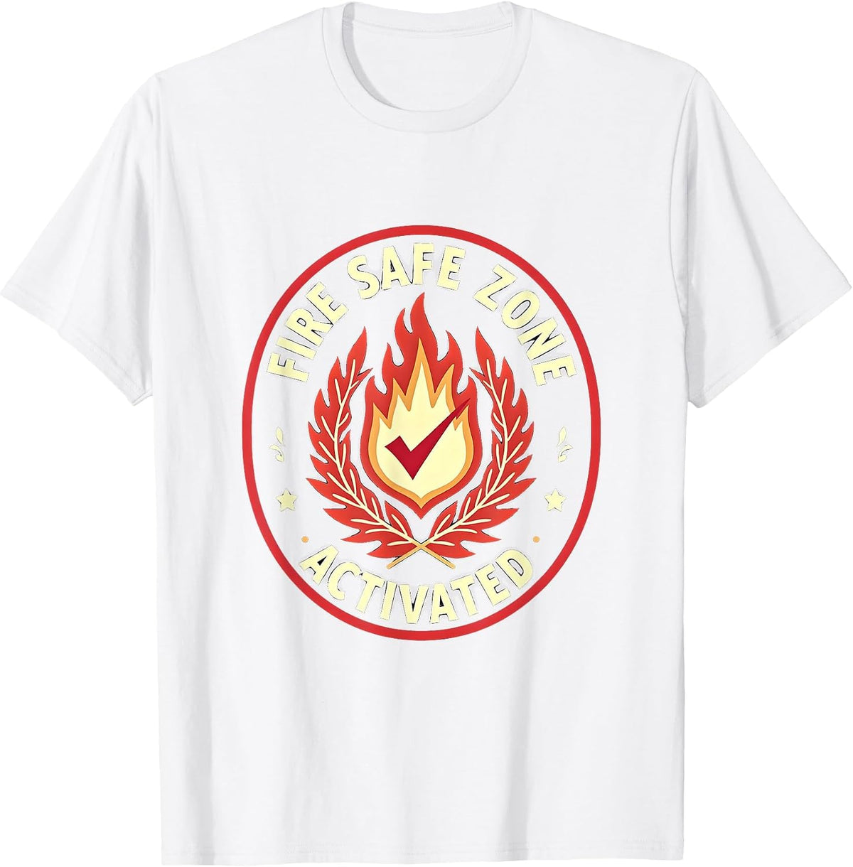 Fire Safe Zone Activated Fire Resistant Design T-Shirt - White