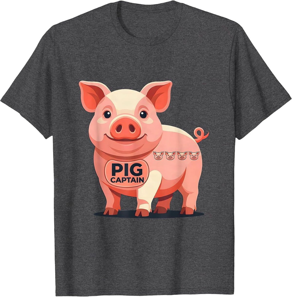 Pig Captain Funny Pig Lover Halloween Costume Humor T-Shirt - Dark Heather Grey