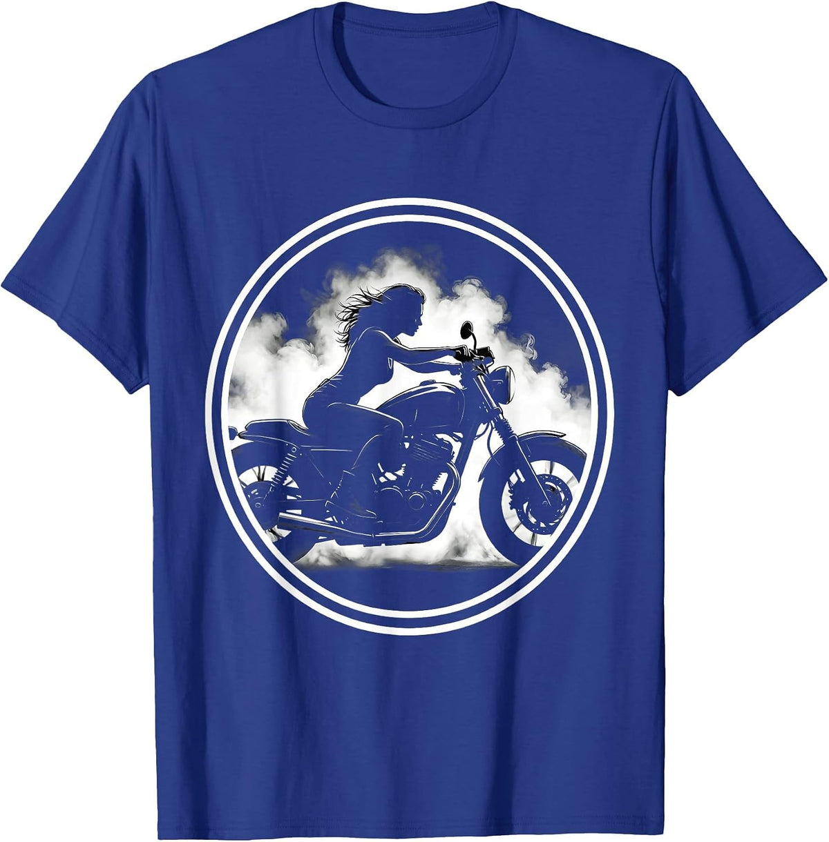 Night Rider Motorcycle Rev Graphic Tee T-Shirt - Royal Blue