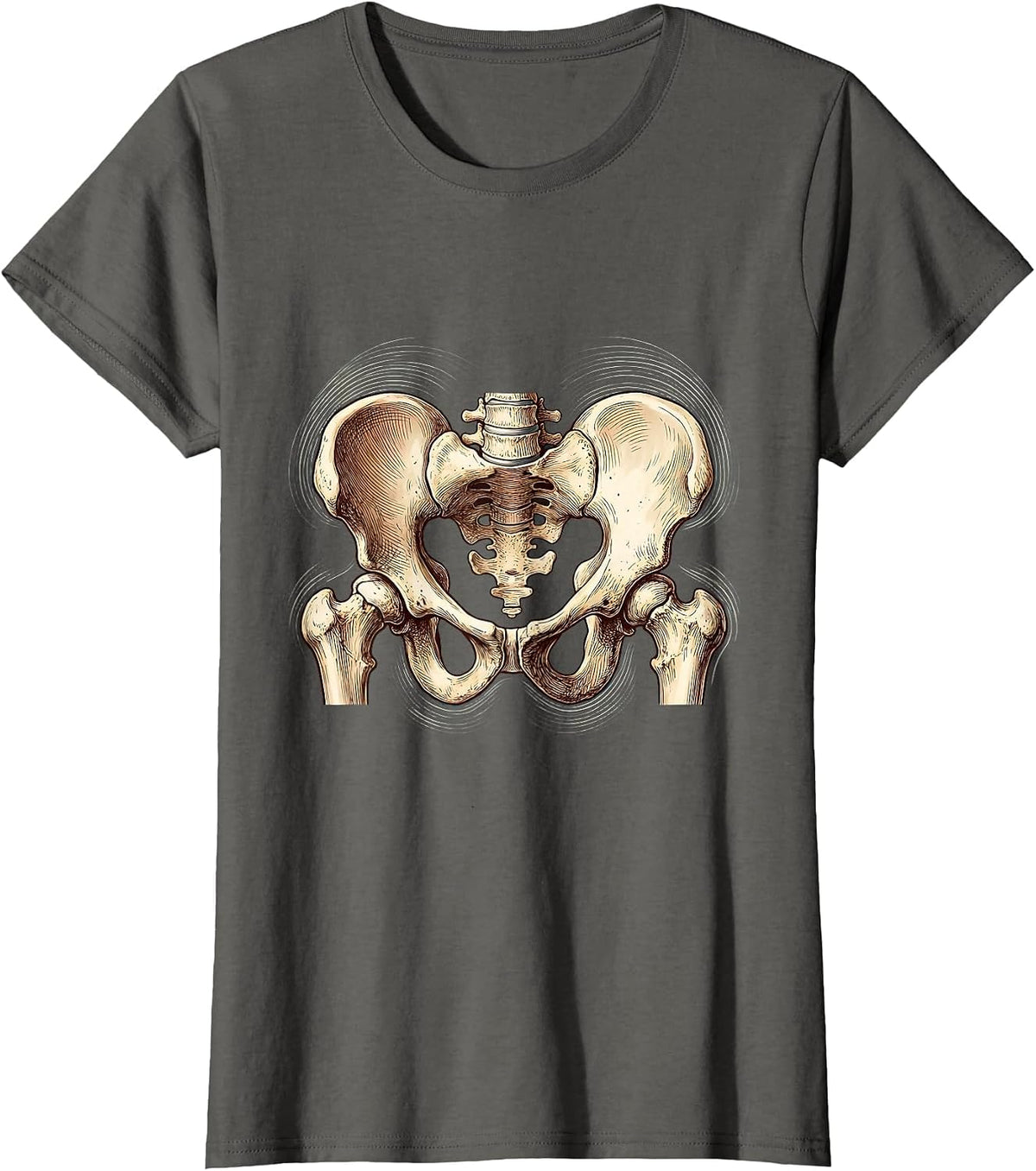 Women's Physical Therapy Pelvis and Hip Bones Motion Art T-Shirt - Asphalt Grey