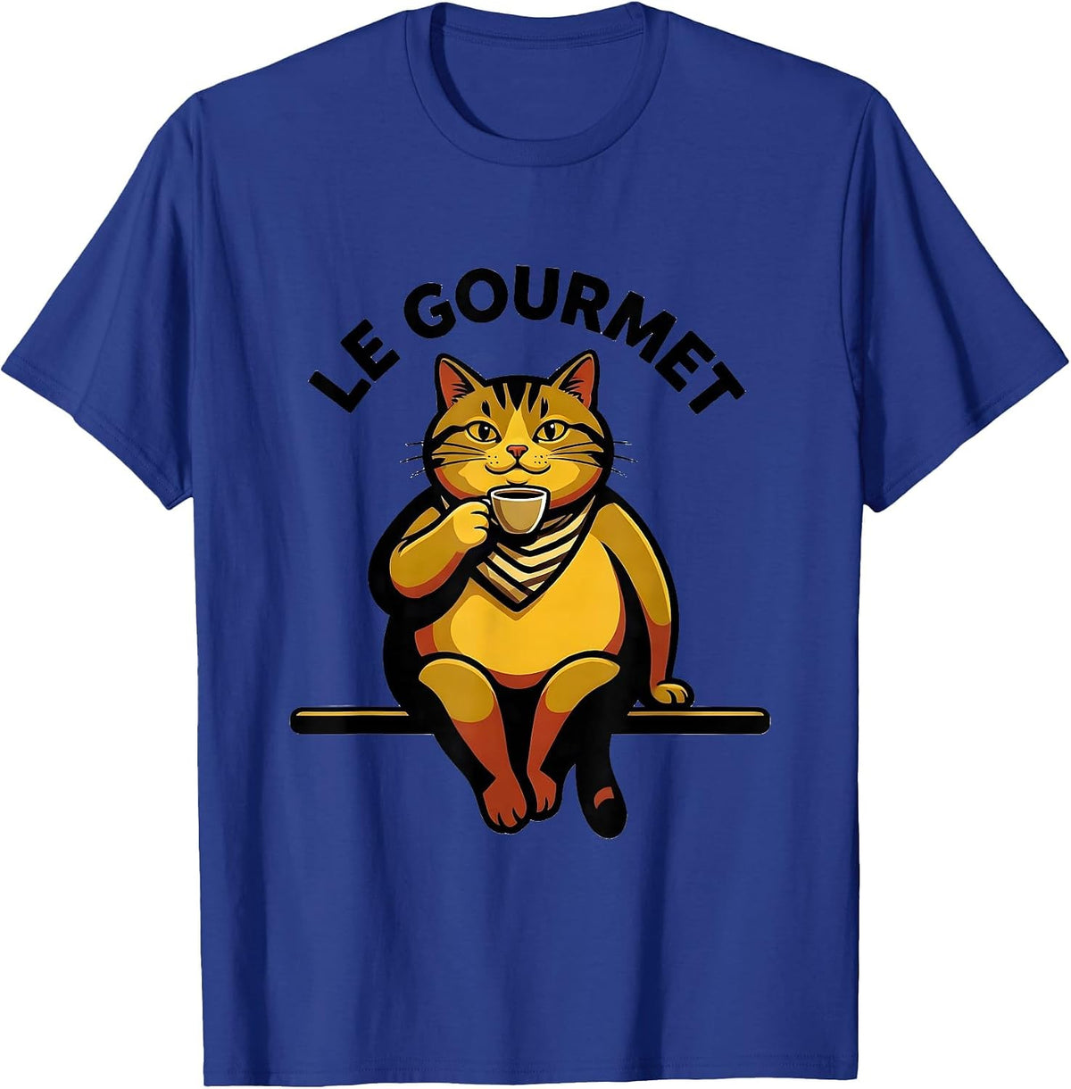 Le Gourmet Funny Francophile Cat Lover Gift for French T-Shirt - Royal Blue