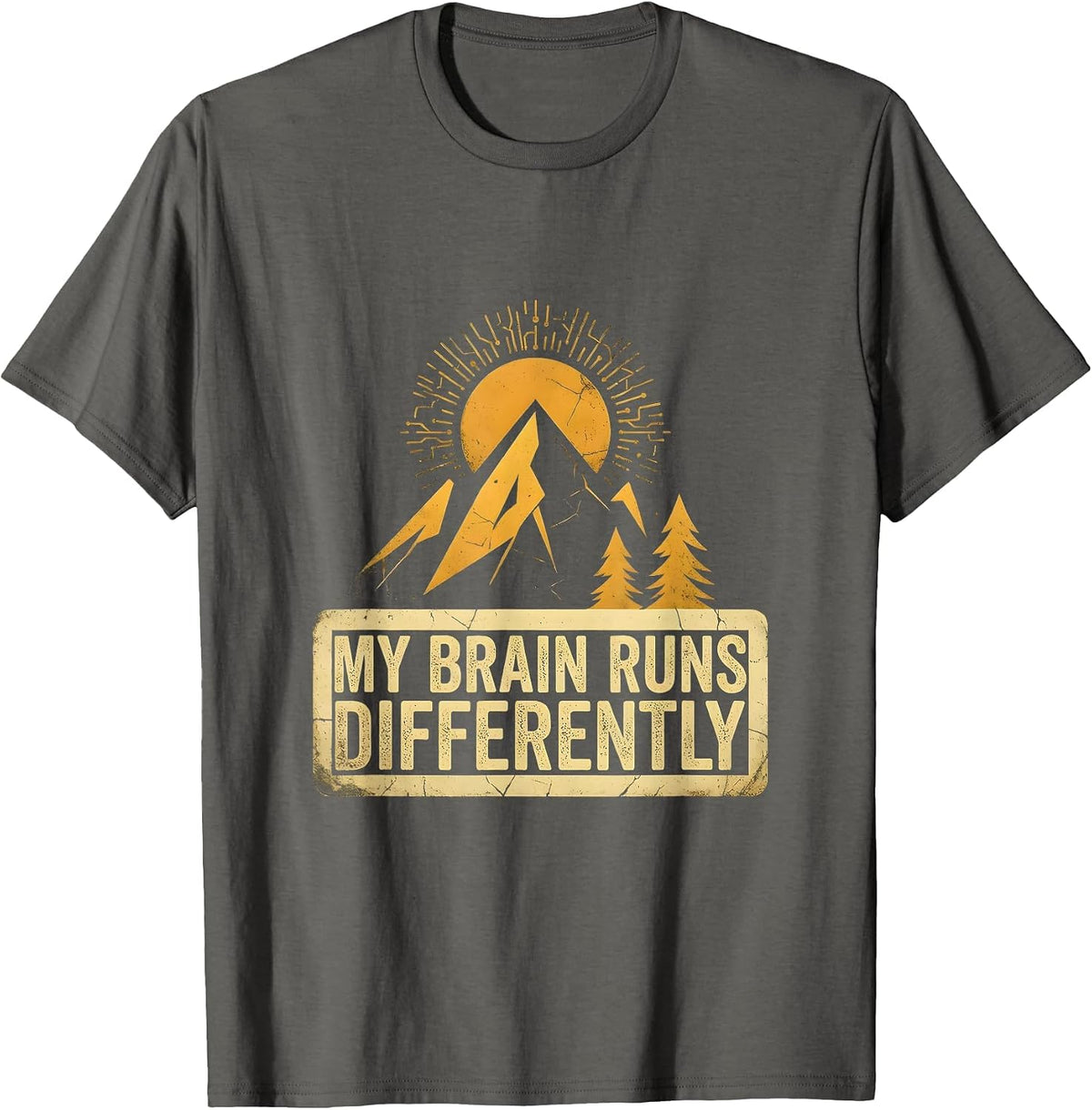 My Brain Runs Differently Autism Awareness Design T-Shirt - Asphalt Grey