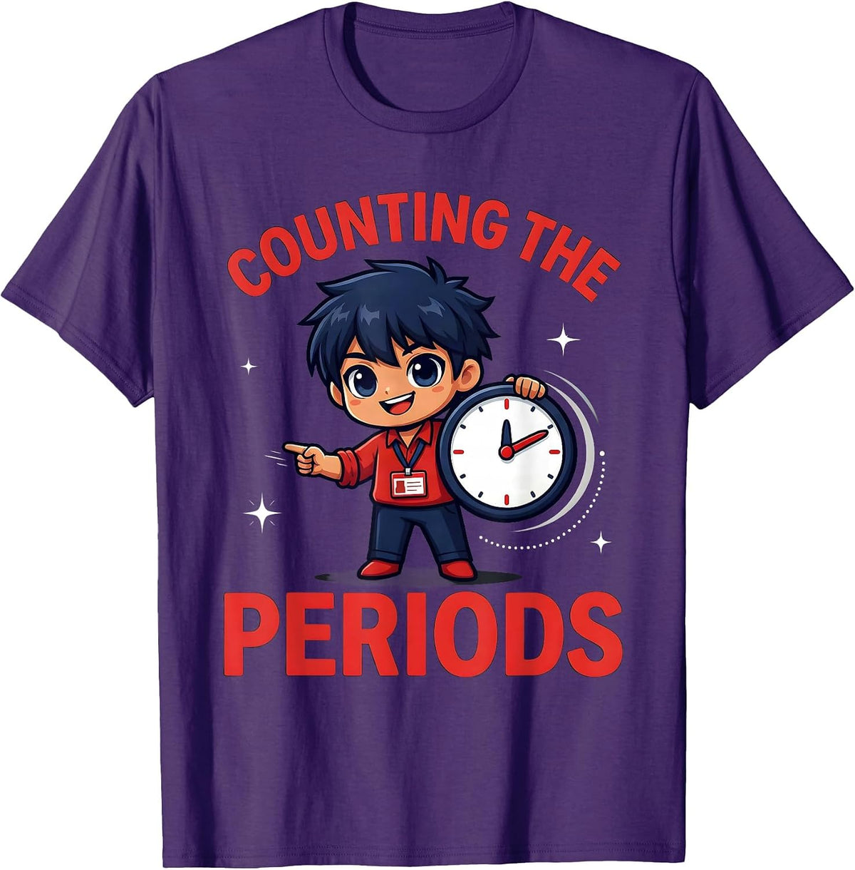 COUNTING THE PERIODS Funny Teacher Classroom Staff Humor T-Shirt - Purple