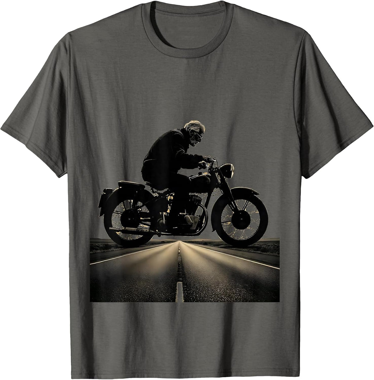 Grandpa Vintage Motorcycle Highway Rider Graphic T-Shirt - Asphalt Grey