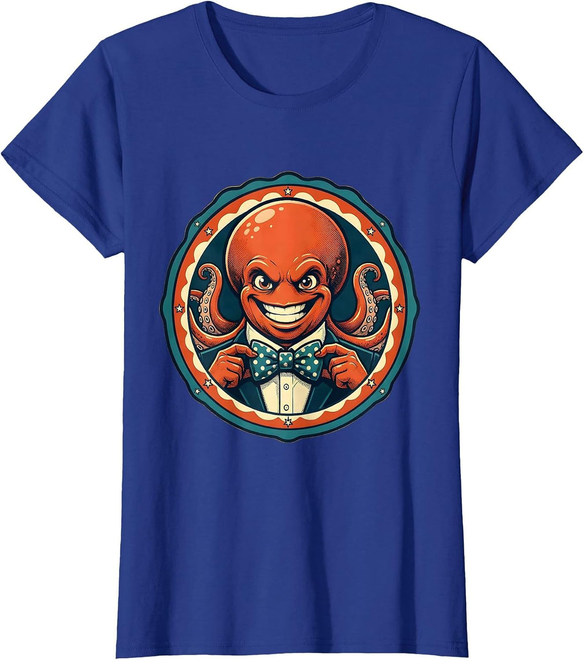 Women's Suave Octopus Bow Tie Rizz Autism Awareness T-Shirt - Royal Blue