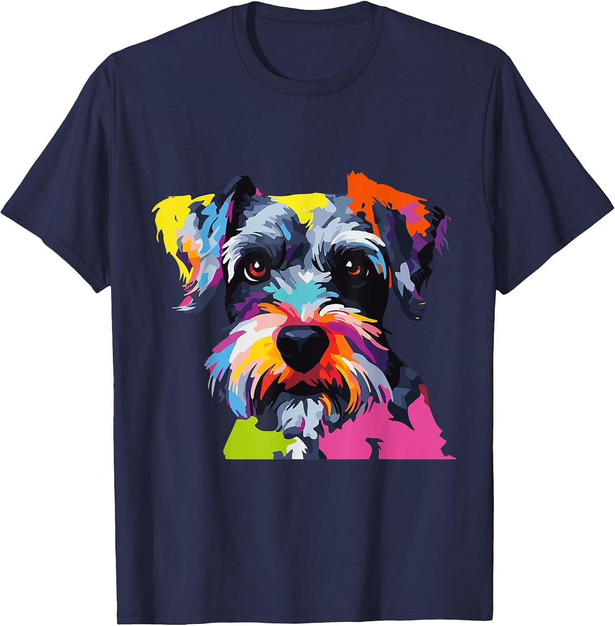 Miniature Schnauzer Pop Art Dog Mini Schnauzer T-Shirt - Navy Blue