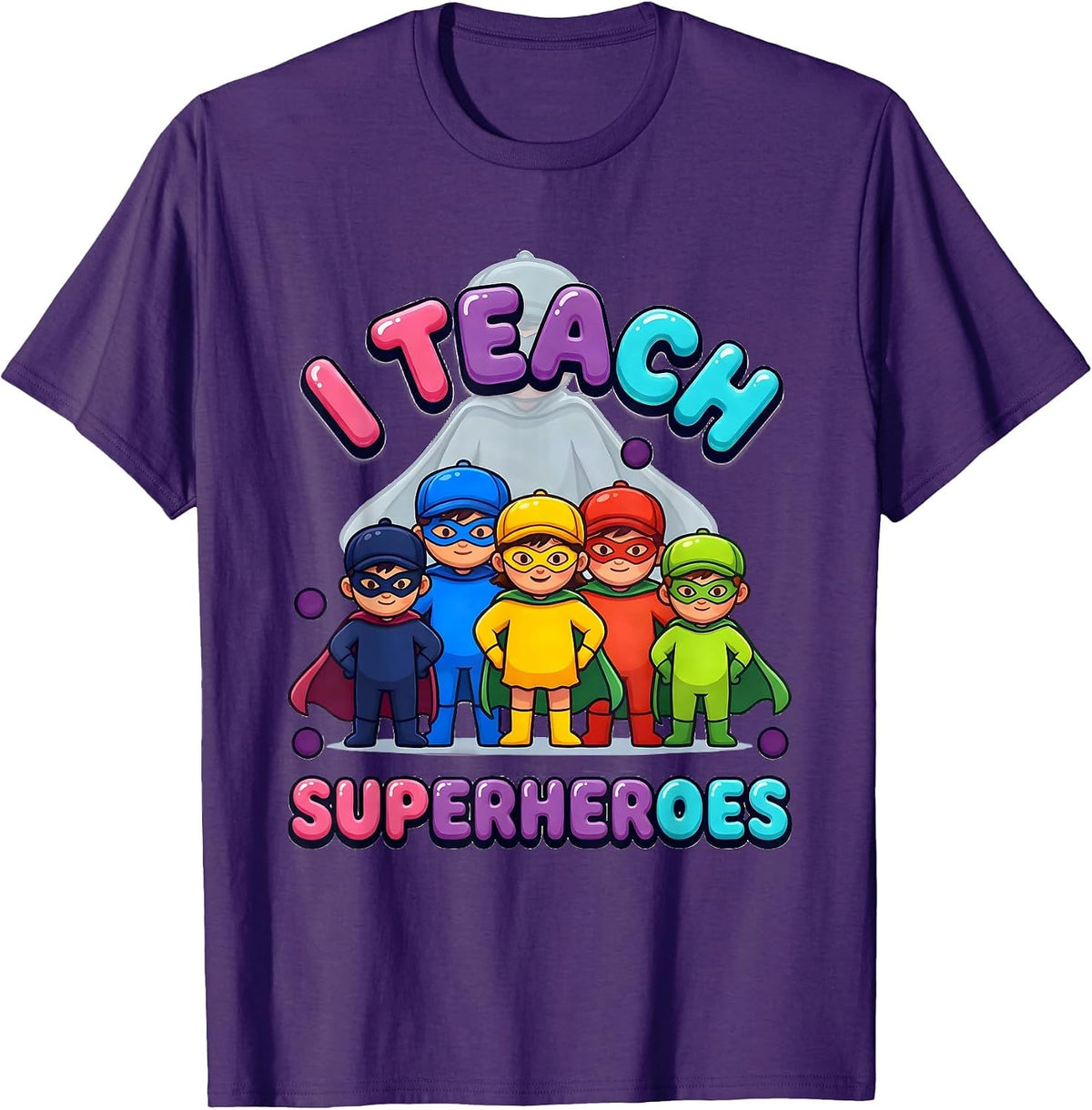 Men's I Teach Superheroes Funny Teacher Superhero Identity Humor T-Shirt - Purple