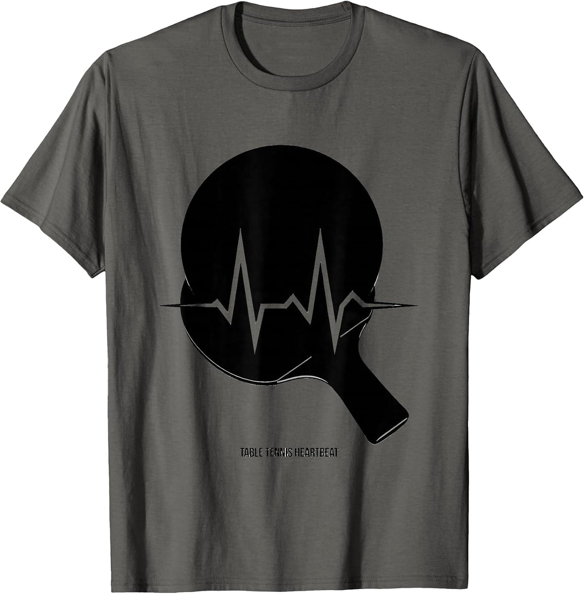 Men's Table Tennis Heartbeat Ping Pong Paddle EKG Pulse Sports T-Shirt - Asphalt Grey