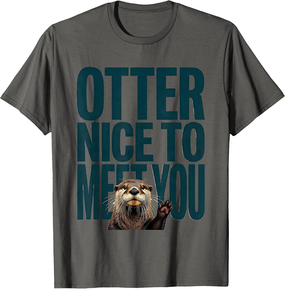 Otter Nice To Meet You Funny Otter Lover Gift T-Shirt - Asphalt Grey