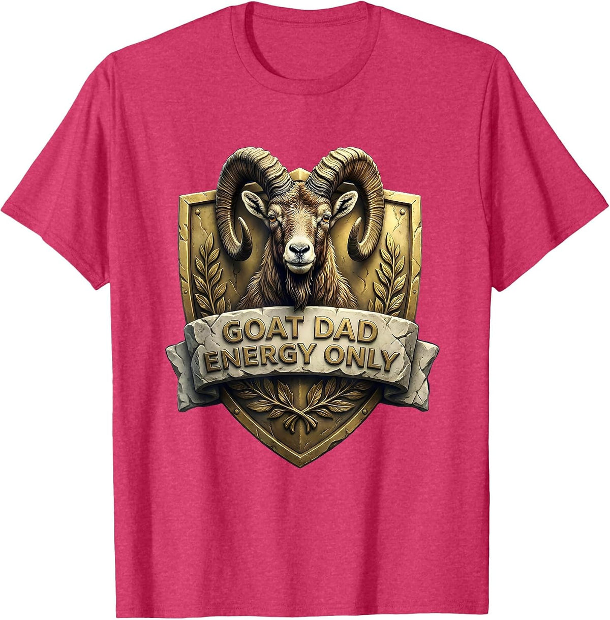 Goat Dad Energy Only Funny Goat Father Design T-Shirt - Red Heather