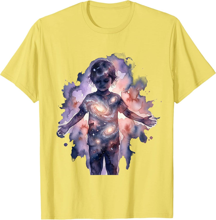 Men's Autism Awareness Galaxy Child Silhouette Design T-Shirt - Lemon Yellow