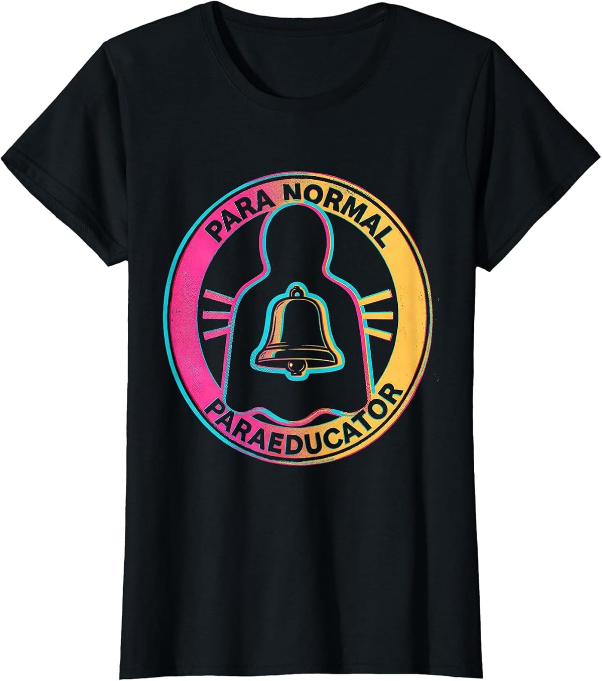 Women's Para Normal Paraeducator Risograph Ghost SPED Teacher T-Shirt - Black