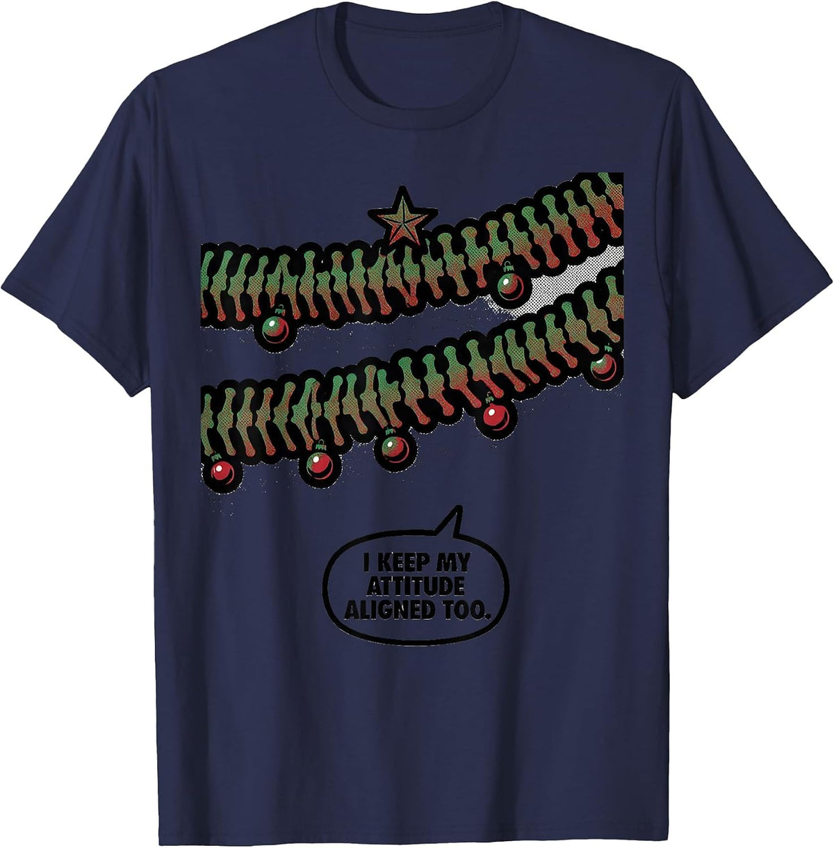 I Keep My Attitude Aligned Too Funny Chiropractor Christmas T-Shirt - Navy Blue