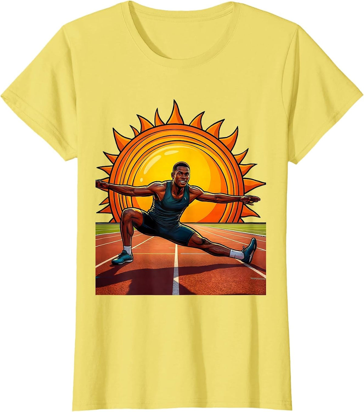 Women's Physical Therapy Athlete Sunrise Stretch Graphic T-Shirt - Lemon Yellow