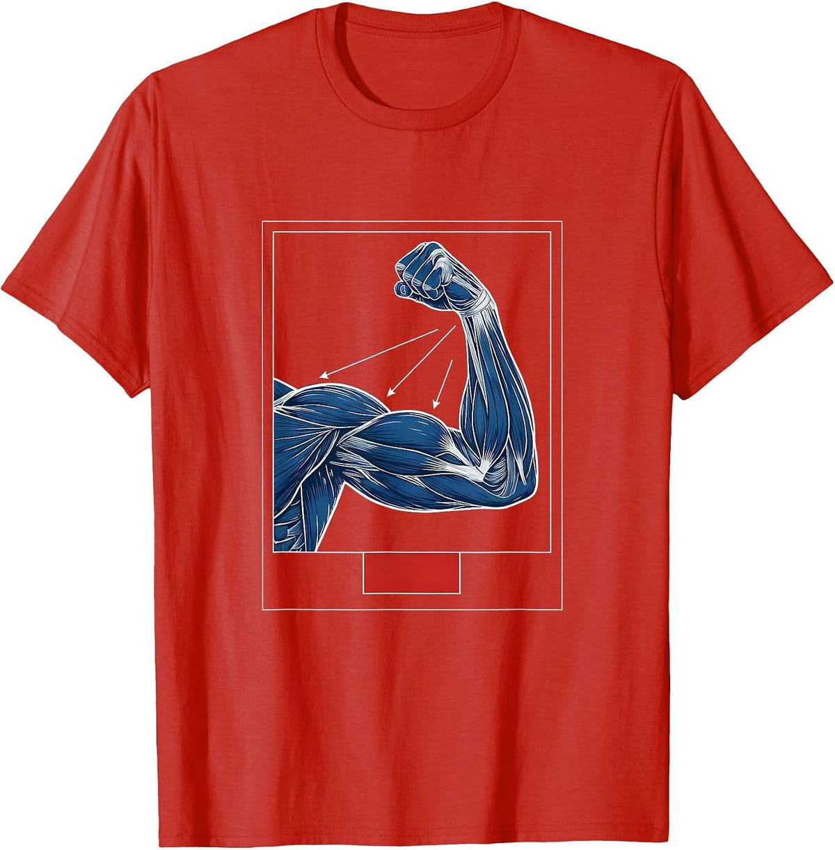 Men's Physical Therapy Flexing Arm Anatomy Illustration T-Shirt - Red