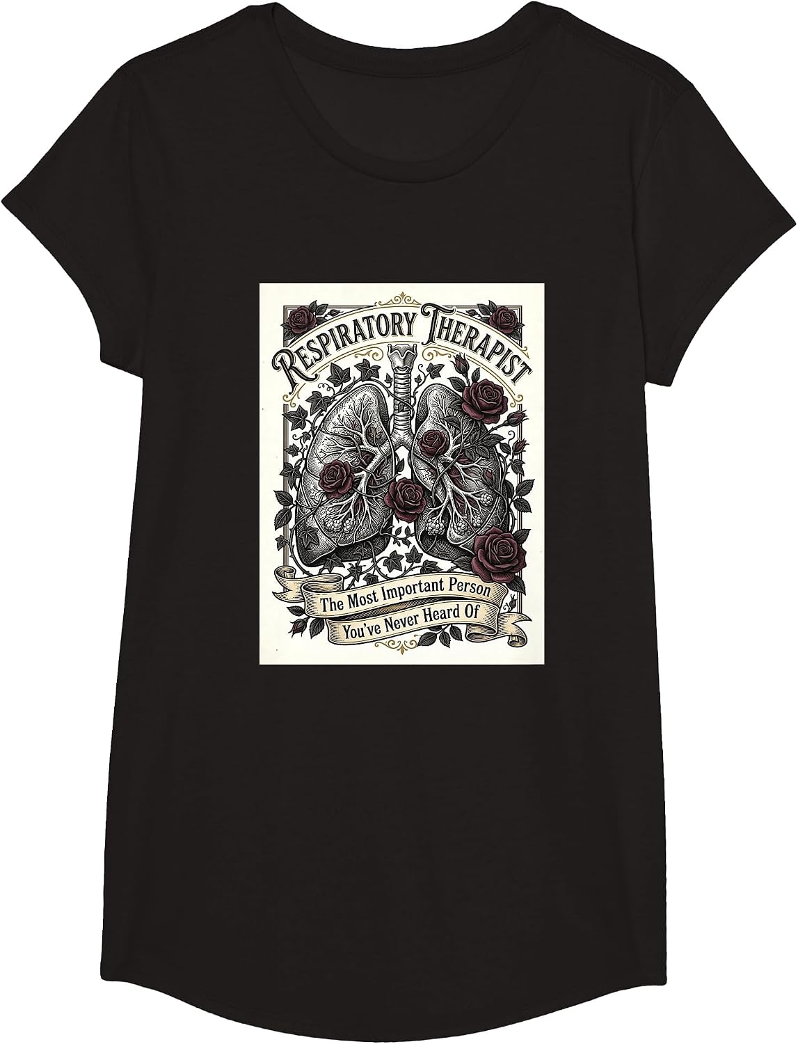Respiratory Therapist The Most Important Person Lungs RT T-Shirt - Girls Black