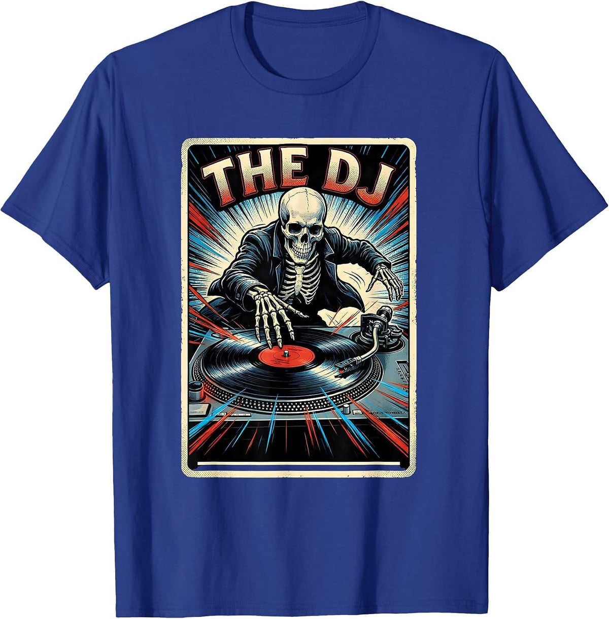 The DJ Comic Book Gothic Tarot Card DJ Gift T-Shirt - Royal Blue