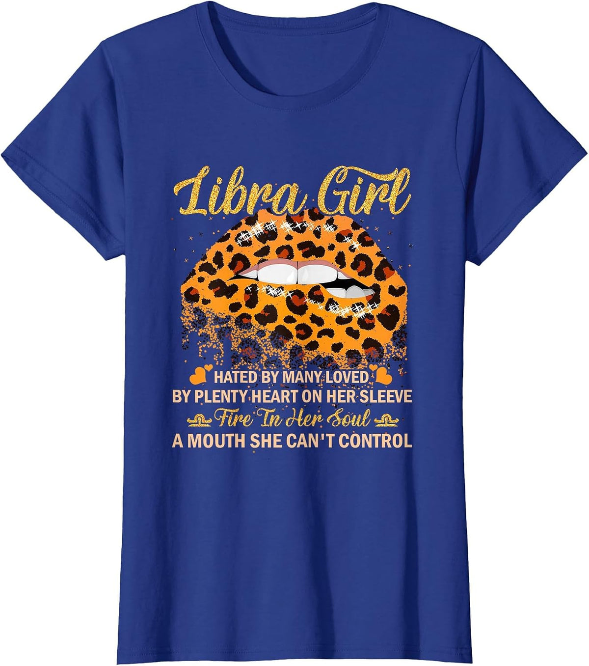 Libra Girl Birthday Leopard Sexy Lip Zodiac T-Shirt - Royal Blue