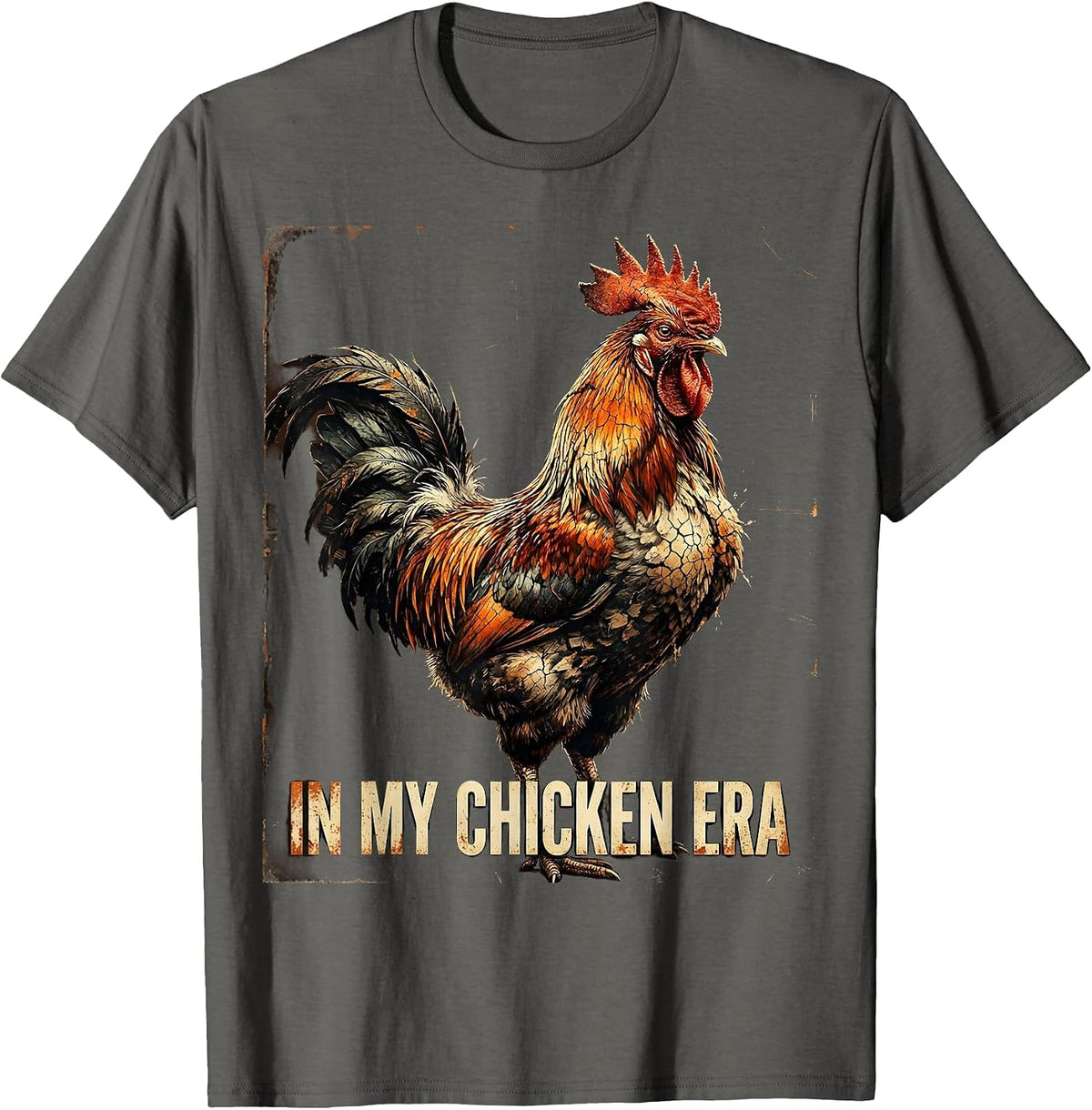 Men's In My Chicken Era Funny Poultry Design T-Shirt - Asphalt Grey