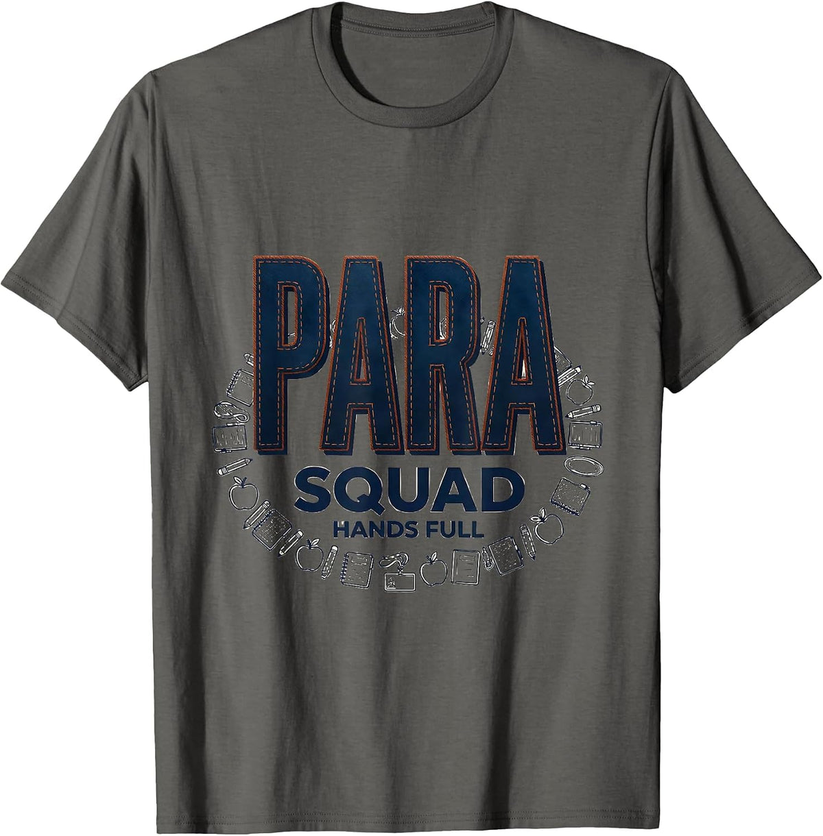 Para Squad Hands Full Bold Typography Back To School T-Shirt - Asphalt Grey