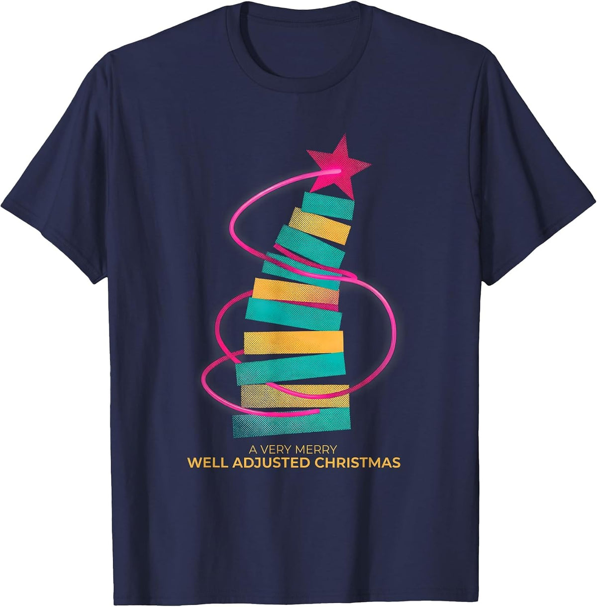 Men's A Very Merry, Well Adjusted Christmas Funny Chiropractor T-Shirt - Navy Blue