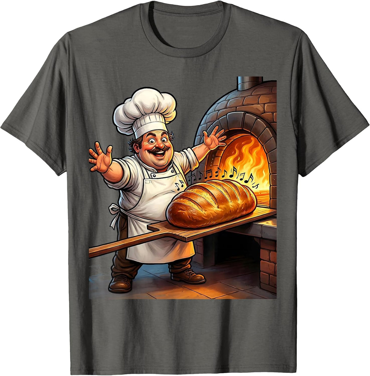 In My Sourdough Era Baker Stone Oven Illustration T-Shirt - Asphalt Grey