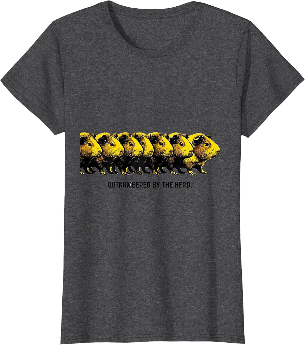 Women's Outnumbered By The Herd Funny Guinea Pig Owner Pet Lover T-Shirt - Dark Heather Grey