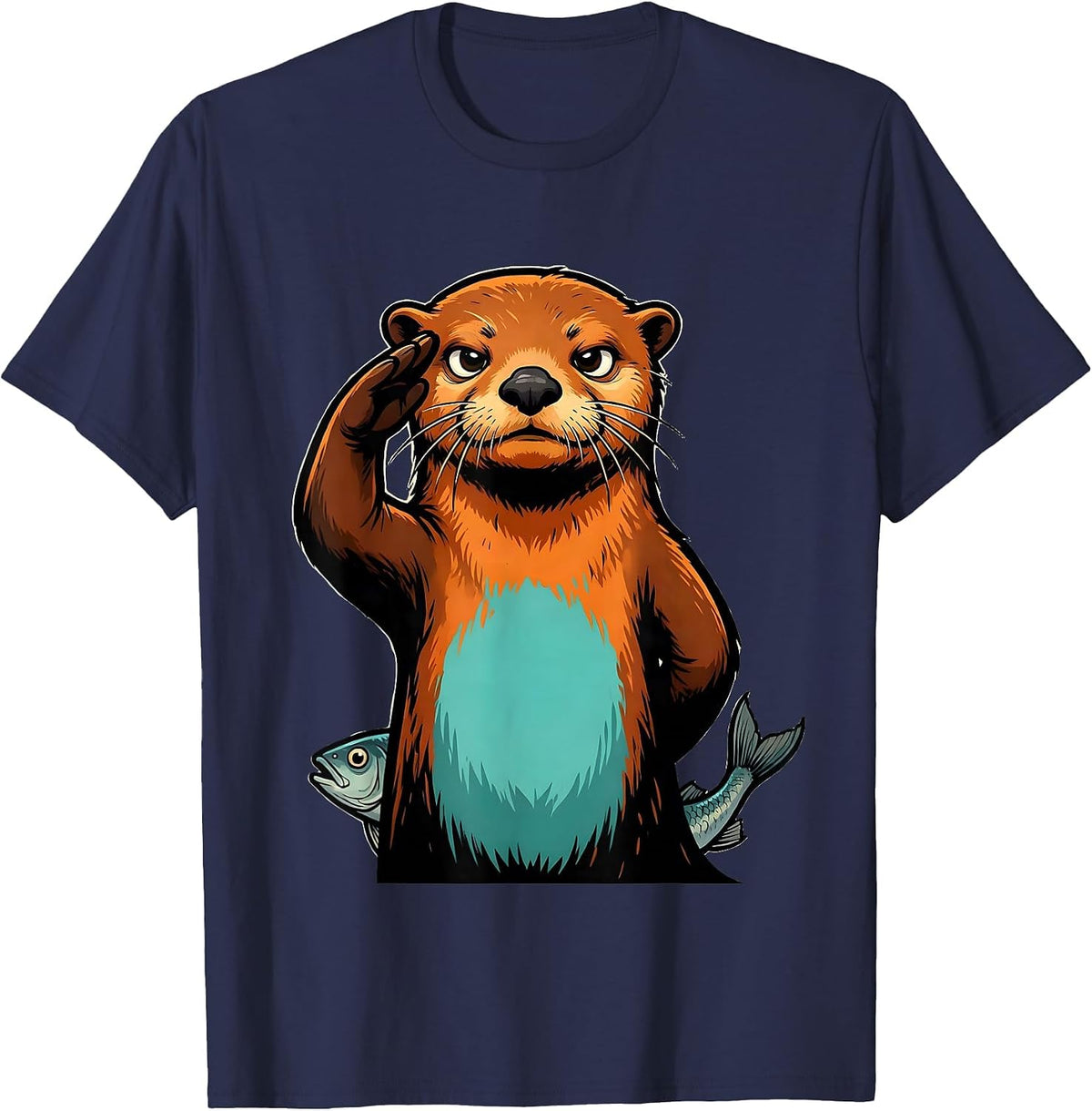 Sea Otter Cartoon Funny Otter Lover Gift T-Shirt - Navy Blue