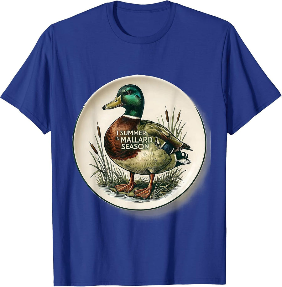 I Summer In Mallard Season Vintage Hunting Gift Waterfowl T-Shirt - Royal Blue