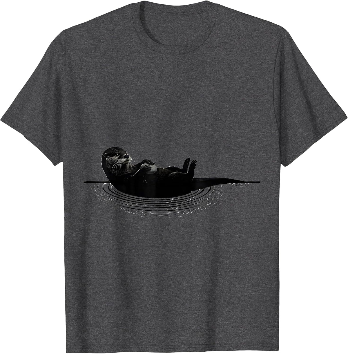 Otter Silhouette Funny Sea Animal Lover Gift T-Shirt - Dark Heather Grey
