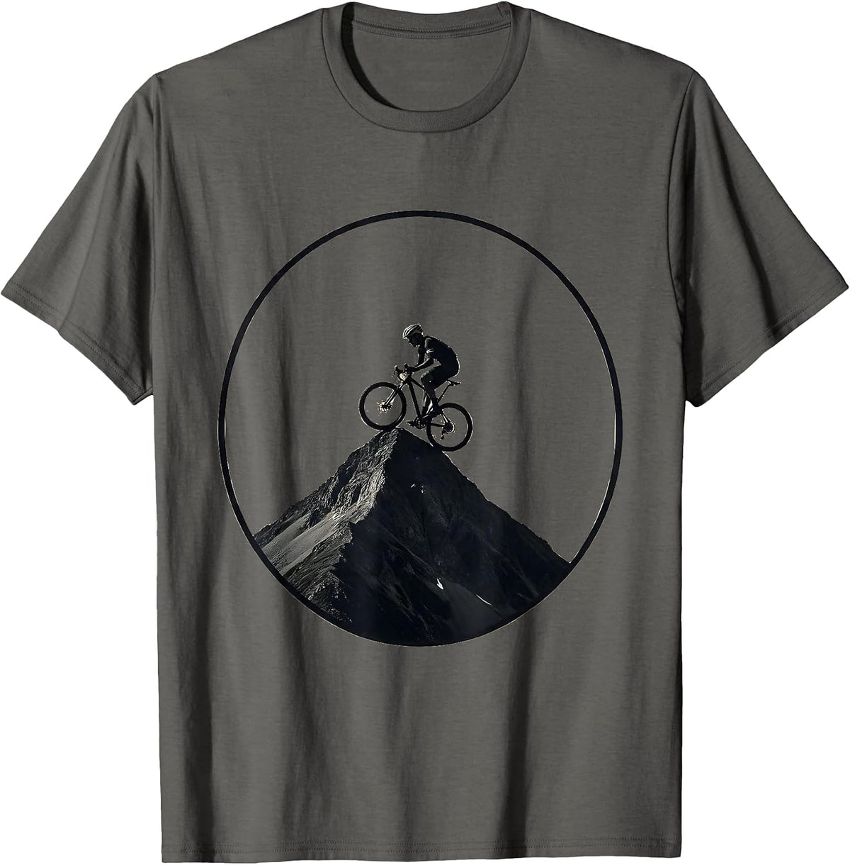 Men's Cyclist Conquering Mountain Summit Graphic T-Shirt - Asphalt Grey