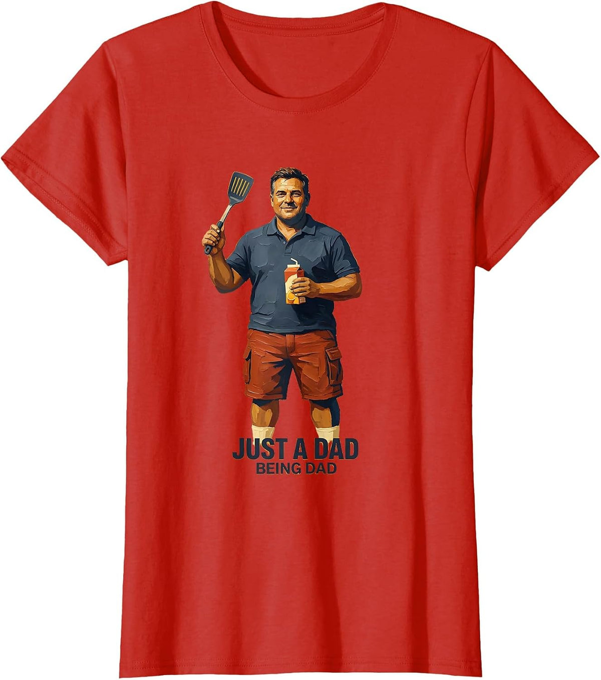Just a Dad Being Dad Funny Father Design T-Shirt - Red