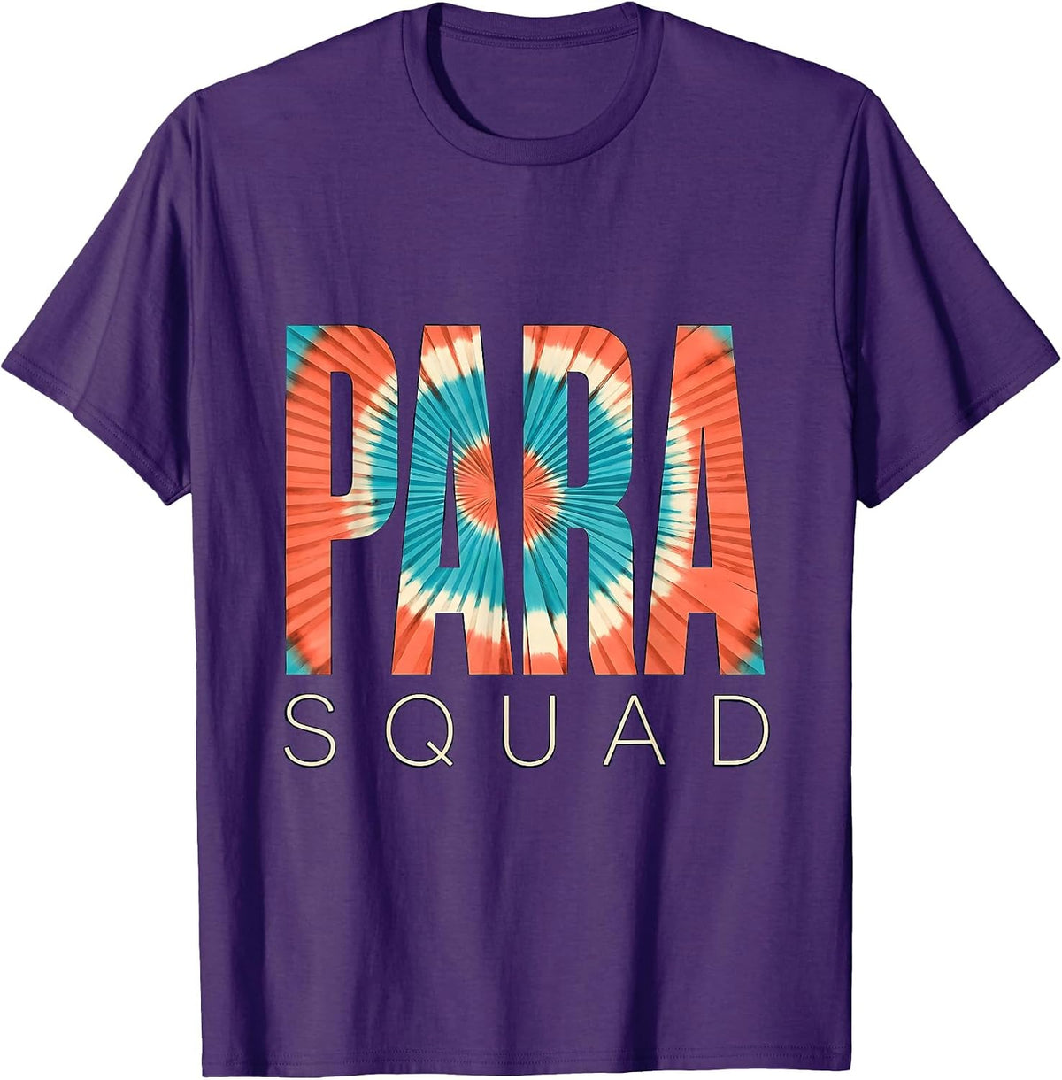Para Squad Screenprint Tie Dye Back To School Appreciation T-Shirt - Purple