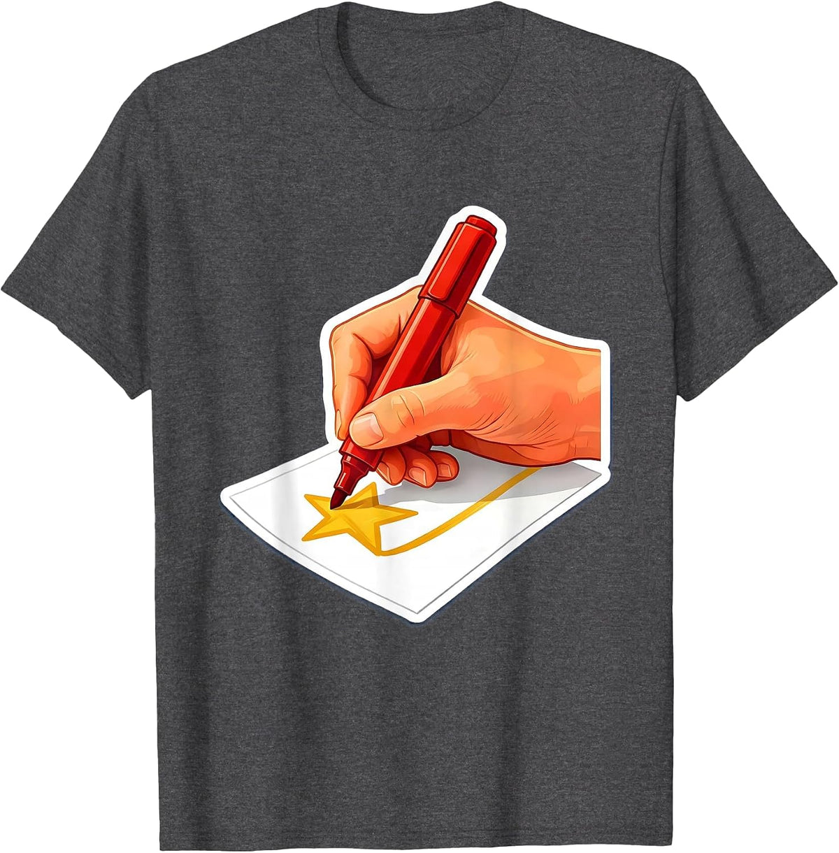 Sped Teacher Star Drawing Student Paper Design T-Shirt - Dark Heather Grey